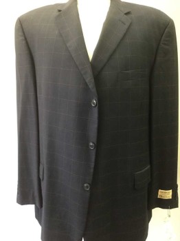 GIORGIO COSANI, Navy Blue, Brown, Wool, Cashmere, Check , 3 Pockets, 3 Buttons,