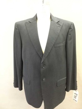 OSCAR, Black, White, Wool, Stripes - Pin, Single Breasted, Peaked Lapel, 2 Buttons,  3 Pockets,