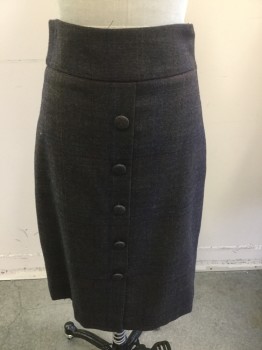 NL, Brown, Royal Blue, Red Burgundy, Red, Pink, Wool, Plaid, Tweed, Wide Waist Band, Wide Tuck Pleat with Covered Button Front, Straight