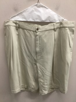 TOMMY BAHAMA, Khaki Brown, Silk, Herringbone, Chino Style Shorts. Double Pleated Front, 4 Pockets, Zip Fly