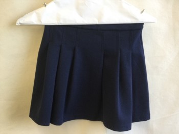 Childrens, Skirt, ZARA KIDS, Navy Blue, Polyester, Cotton, Stripes - Diagonal , 8, 1.5" Waistband, Pleat, Side Zip