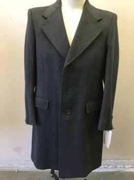 FUSO DO'RO, Dk Gray, Wool, Heathered, Single Breasted, Notched Lapel, 2 Pockets,