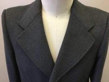 FUSO DO'RO, Dk Gray, Wool, Heathered, Single Breasted, Notched Lapel, 2 Pockets,