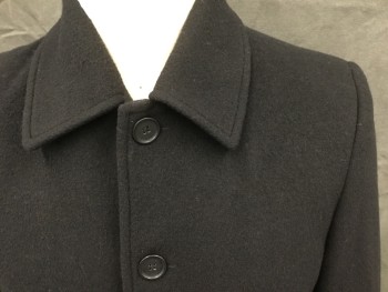MTO, Black, Wool, Solid, Single Breasted, Collar Attached, Long Sleeves, 2 Pockets