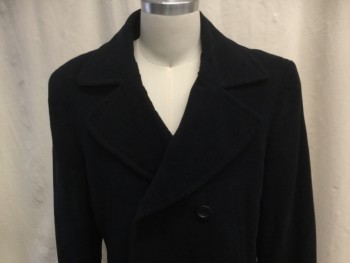 N/L, Midnight Blue, Wool, Solid, Oversized Collar, Notched Lapel, Double-Breasted, 2 Chest Welt Pocket, 2 Flap Besom Pockets, Belted Cuffs, Back Vent, Below the Knee Length *DOUBLE*