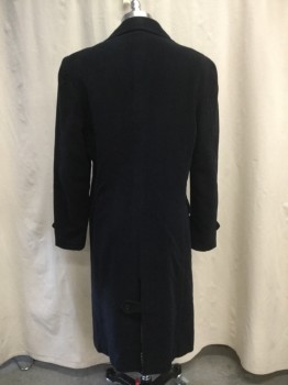 N/L, Midnight Blue, Wool, Solid, Oversized Collar, Notched Lapel, Double-Breasted, 2 Chest Welt Pocket, 2 Flap Besom Pockets, Belted Cuffs, Back Vent, Below the Knee Length *DOUBLE*