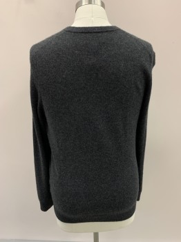 CLUB ROOM, Charcoal Gray, Cashmere, Solid, Heathered, Knit, CN, L/S