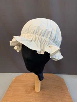 Womens, Historical Fiction Hat, N/L, Off White, Cotton, Solid, O/S, 1700s, No Closures, Elastic Band