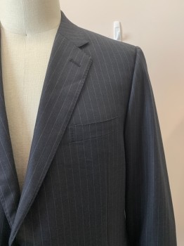 DANIEL CREMIEUX, Charcoal Gray, Gray, Wool, Stripes - Pin, 2 Buttons, Single Breasted, Notched Lapel, 3 Pockets,
