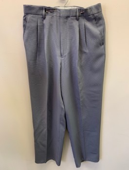 GIORGI FINOCCHI, Dove Gray, Polyester, Solid, Zip Front, Hook Closure, Pleated Front, 4 Pockets, Small Hem