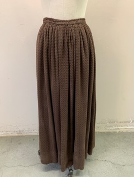 N/L MTO, Brown, Cotton, Solid, Geometric Textured Weave, 1" Wide Self Waistband, Gathered Waist, Ankle/Floor Length, Working Class Peasant, Made To Order Reproduction