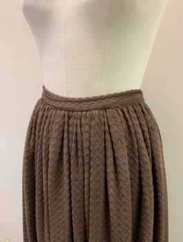 Womens, Historical Fiction Skirt, N/L MTO, Brown, Cotton, Solid, W:27, Geometric Textured Weave, 1" Wide Self Waistband, Gathered Waist, Ankle/Floor Length, Working Class Peasant, Made To Order Reproduction