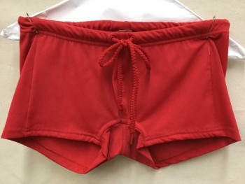 VUTHY, Red, Polyester, Spandex, Solid, Short Shorts, Red, 1" Elastic Waist Band W/red D-string Cord