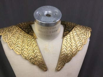 Unisex, Historical Fiction Cape, MTO, Gold, Plastic, Leather, Geometric, Mixed Media Gold Collar with Sheer Train, No Closures, Sits Back on Shoulders