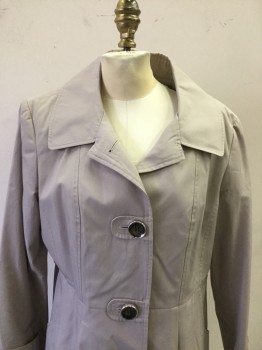 GALLERY, Beige, Cotton, Polyester, Solid, Button Front, Notched Lapel, Slit Pockets, Side Tabs, Pleated Front