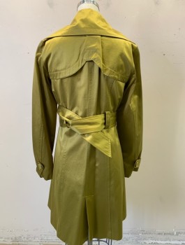 BEBE, Acid Green, Cotton, Polyester, Solid, Satin-y Material, Wide Lapel, Button Front with Covered Placket, Wide Belt Loops, Short - Hem Above Knee, **With Matching 2" Wide BELT