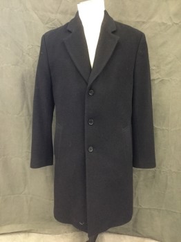 MICHAEL KORS, Black, Wool, Nylon, Solid, Single Breasted, Collar Attached, Notched Lapel, Long Sleeves, 2 Pockets