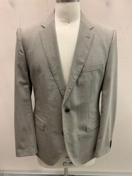 BOSS, Ecru, Black, Wool, Houndstooth, Single Breasted, 2 Buttons,  3 Pockets, Notched Lapel, Double Vent, Super 150