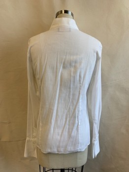 HARVE BENARD, White, Cotton, Solid, C.A., Button Front, L/S, French Cuffs *Small Stain on Left Side Collar*