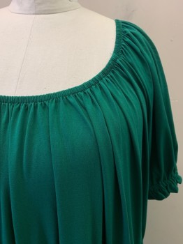 ELOQUII, Emerald Green, Polyester, Solid, Boat Neck, Elastic Waistband And Cuffs,