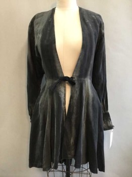 Womens, Sci-Fi/Fantasy Coat/Robe, LAMBERTRAND, Charcoal Gray, Gray, Cotton, Tie-dye, 30 W, 36 B, Post Apocalyptic, Aged/Distressed,  Lacing/Ties Center Back, Lacing/Ties Front Closure, V-neck, Long Sleeves, with Button Cuffs, 2 Pockets,