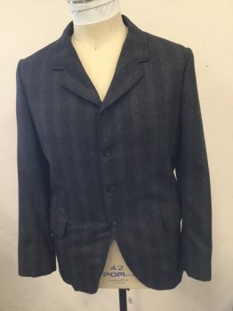 N/L, Black, Gray, Wine Red, Wool, Plaid, Notched Lapel, 4 Button Single Breasted, 2 Pockets with Flaps,