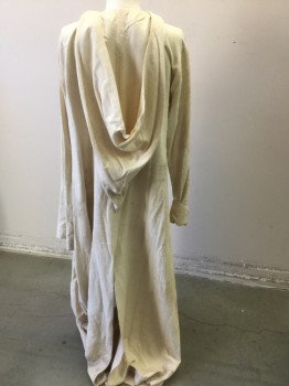 MTO, Cream, Silk, Solid, Mock Neck with Long Pointy Hood, Long Sleeves, Front and Back Slits, Dirty