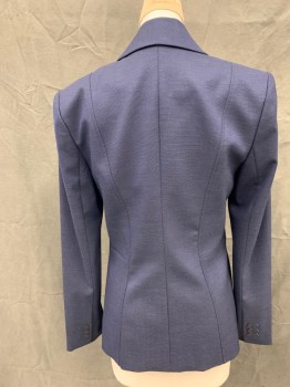 Womens, Suit, Jacket, LE CHATEAU, Navy Blue, Black, Polyester, Viscose, Birds Eye Weave, XS, Single Breasted, 1 Button, Collar Attached, Peaked Lapel, Long Sleeves