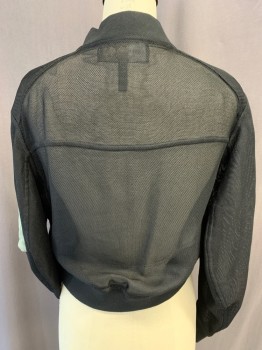 BCBG, Black, Olive Green, Tencel, Cotton, Color Blocking, Zip Front, Bomber Cut, Rib Knit Collar/cuff/ Waistband, Mesh Body with Solid Cotton Details
