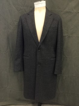 N/L, Charcoal Gray, Wool, Heathered, Single Breasted, Collar Attached, Notched Lapel, Hand Picked Collar/Lapel, Long Sleeves, 3 Pockets