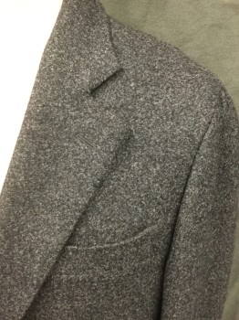 N/L, Charcoal Gray, Wool, Heathered, Single Breasted, Collar Attached, Notched Lapel, Hand Picked Collar/Lapel, Long Sleeves, 3 Pockets