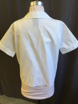 Childrens, Blouse, FRENCH TOAST, White, Cotton, Polyester, Solid, 12, Scalloped Collar Attached, Button Front, Short Sleeves with Cuff