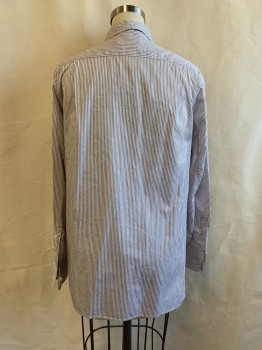 ISABEL MARANT, White, Gray, Cotton, Stripes, Collar Attached, Button Front, Long Sleeves, 1 Button Cuffs