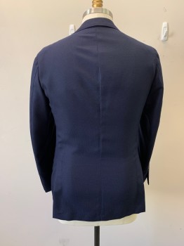 SUIT SUPPLY, Navy Blue, Wool, Solid, Single Breasted, 2 Buttons,  Notched Lapel, 3 Pockets, 4 Buttons Cuffs, 2 Back Vents