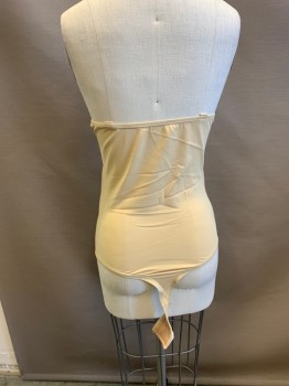 MOONBUMP, Beige, Rubber, Spandex, Solid, Strappless Bodysuit, Thong