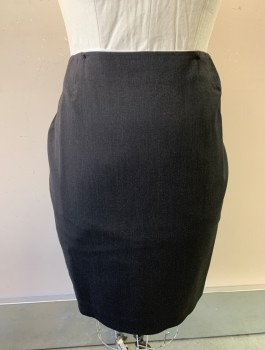 ANNE KLEIN, Charcoal Gray, Wool, Spandex, Solid, Pencil Skirt, Darts at Waist, Invisible Zipper, 3 Box Pleats at Back Hem