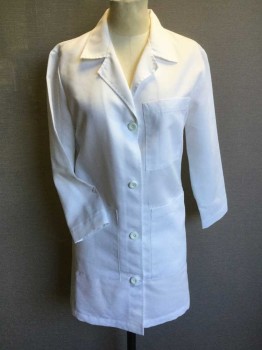 META, White, Polyester, Cotton, Solid, White, Notched Lapel, 4 Button Front, 3 Pockets, Long Sleeves,