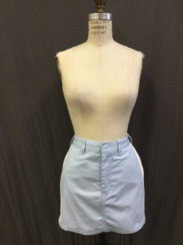 X GIRL, Lt Blue, White, Poly/Cotton, Solid, Light Blue Gabardine Skirt with White Side Stripes, Zip Fly Center Front, 5 Pockets Total
