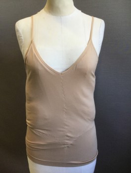 Unisex, Fat Padding, GILLIGAN & O'MALLEY, Tan Brown, Nylon, Spandex, Solid, M, Fat Pad Top, Padded Camisole Top with Spaghetti Straps, Made To Order