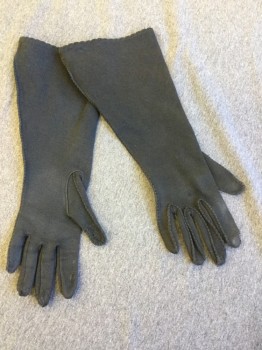 Womens, Gloves 1890s-1910s, NL, Black, Cotton, Solid, Length to Mid Forearm, Outer Stitch Detailing,