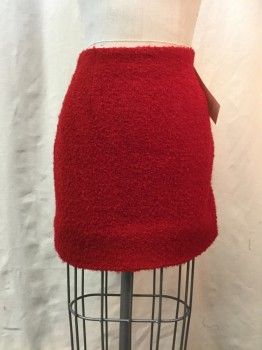 BETSEY JOHNSON, Red, Wool, Nylon, Solid, Textured, Zip Back