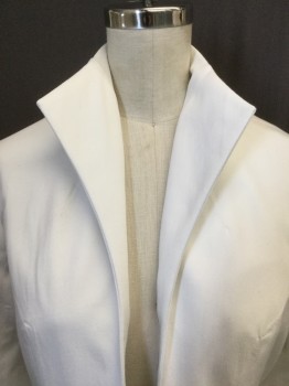 Womens, Sci-Fi/Fantasy Coat/Robe, MTO, Off White, Cotton, Spandex, Solid, B:38, Stand Up Collar, Open Front Princess Cut