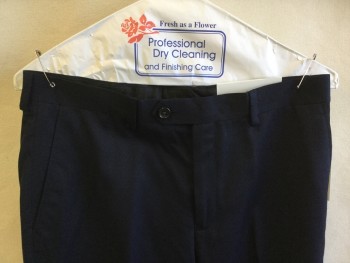 Childrens, Slacks, RALPH LAUREN, Navy Blue, Polyester, Rayon, Solid, W:29, 18R, (DOUBLE)  Boys, 1.25" Waistband with Belt Hoops & 1 Button Front Center, Flat Front, Zip Front, 3 Pockets
