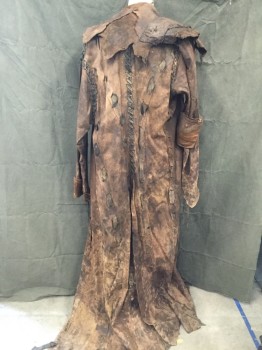 MTO, Brown, Black, Lt Brown, Leather, Mottled, 70" Long From Nape to Hem, Rustic Wizard, Sabertooth, Rough hewn Lurker or Woodsman, Added Elbow Pad and Shoulder Piece Right Arm,