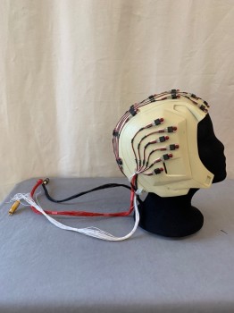 Unisex, Sci-Fi/Fantasy Helmet, MTO, Cream, Red, Black, Plastic, Solid, OS, Head Cap with Black, Red & White Wire Detail