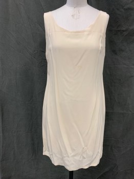 N/L, White, Lt Beige, Synthetic, Silk, Solid, Floral, 2 Pieces, Dress & Slip, White Lace Dress Floral and Stripes, Double Peter Pan Collar, (1 Lace, 1 Chiffon), Light Beige Spaghetti Strap Bow Front, Long Sleeves, Elastic Cuff, Chiffon Cuff Trim, Keyhole Back, Light Beige Silk Sleeveless Slip, Scoop Neck, Side Zip *Brown Stain on Front of Slip*