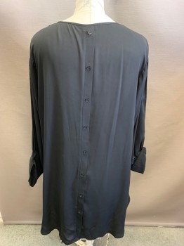 Womens, Blouse, CITY CHIC, Black, Polyester, Solid, 24, XXL, V-neck, Long Sleeves, Long in the Back, Button Detail Up Center Back,