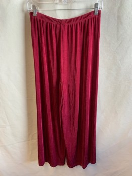 SKINKY BROOD, Wine Red, Acetate, Spandex, Solid, Elastic Waistband, Stretchy, Wide Leg