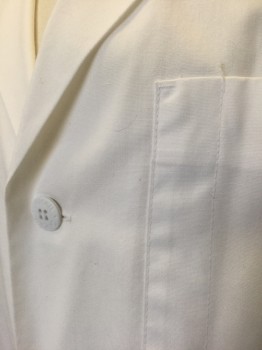 Unisex, Lab Coat Unisex, CHEROKEE, White, Cotton, Polyester, Solid, L, 4 Buttons, Notched Lapel, Long Sleeves, 3 Patch Pockets