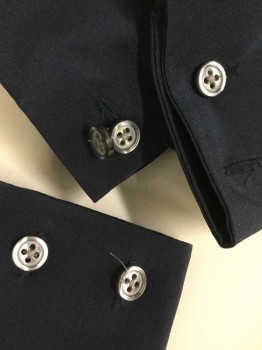 ANN TAYLOR, Navy Blue, Silk, Solid, Collar Attached, Epaulettes, Hidden Button Front, Long Sleeves with French Cuffs, and ( 2 Pr. OF CUFF LINKS ATTACHED), See Photo Attached,
